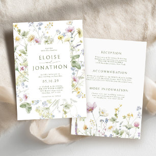 Elegante weiche Pastell-Wildblumen-Botanische Hoch Einladung
