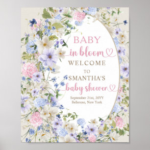 Elegante weiche pastellfarbene Wildblumen Rosa Bla Poster