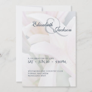 Elegante weiche romantische florale Lilien-Schrift Einladung