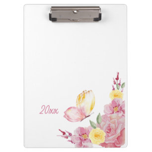 Elegante weiche romantische Natur-Rosa-Schmetterli Klemmbrett