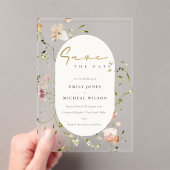 Elegante weiche Rosa Grüne Wiese Wasserfarbe Acryleinladungen (Insitu (Handheld))