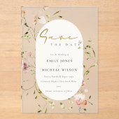 Elegante weiche Rosa Grüne Wiese Wasserfarbe Acryleinladungen (Vorderseite)