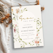 Elegante weiche Rosa Grüne Wiese Wasserfarbe Save The Date