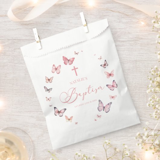 Elegante weiche, rosa Schmetterlingstaufe Geschenktütchen (Ausgeschnitten)