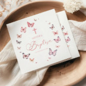 Elegante weiche, rosa Schmetterlingstaufe Serviette