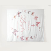 Elegante weiche, rosa Schmetterlingstaufe Wandteppich (Vorderseite (Horizontal))