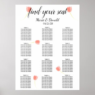 Elegante weiche rosa Tulpen Sitzordnung Poster