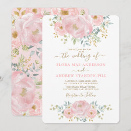 Elegante weiche rosafarbene Blütenpfirsiche + Hoch Einladung