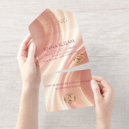 Elegante weiche rosafarbene Hochzeits-Einladung All-in-One-Einladung