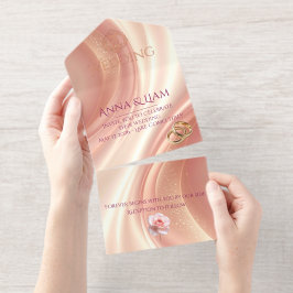 Elegante weiche rosafarbene Hochzeitseinladung All-in-One-Einladung