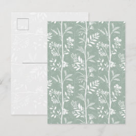 Elegante weiche Salbei-Grün-Wildblumen-Silhouetten Postkarte