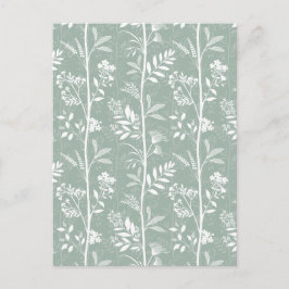 Elegante weiche Salbei-Grün-Wildblumen-Silhouetten Postkarte