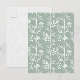 Elegante weiche Salbeigrüne Wildblumen-Silhouetten Postkarte