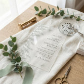 Elegante weiche Seiten Grüne Blätter Botanische Ho Acryleinladungen