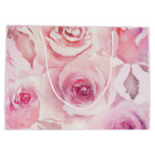 Elegante weiche, subtile Blütenfarbe Rosa Rose Große Geschenktüte (Rückseite)