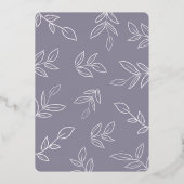 Elegante weiche Violette Minimal Silberleaf Hochze Folieneinladung (Rückseite)