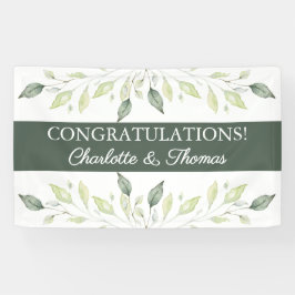 Elegante weiche Wasserfarben Grüne Blätter Hochzei Banner