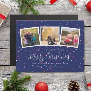Elegante Weihnachten 3 Foto Collage Urlaubskarte Magnetkarte