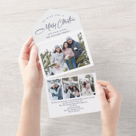 Elegante Weihnachten 4 Foto Grußkarte All In One Einladung