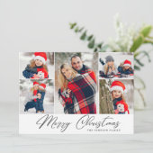 Elegante Weihnachten 5 Foto Collage Moderne Gruß (Stehend Vorderseite)