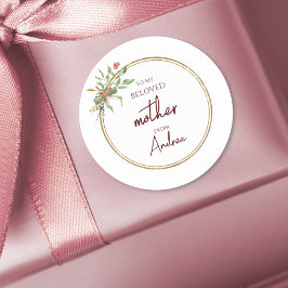 Elegante Weihnachten Beliebte Mutter Gold und Grün Runder Aufkleber