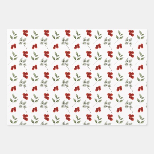 Elegante Weihnachten Botanisch Geschenkpapier Set (Vorderseite 3)