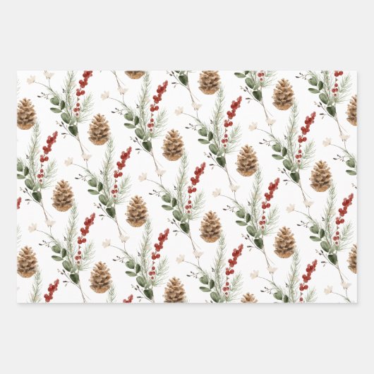 Elegante Weihnachten Botanisch Geschenkpapier Set (Vorderseite)