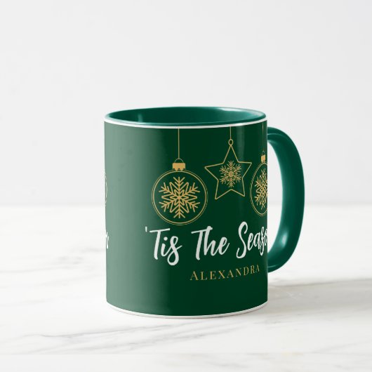 Elegante Weihnachten Dies ist die Jahreszeit Grün  Tasse (VorderseiteRechts)