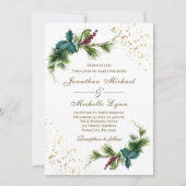 Elegante Weihnachten Evergreen Christlich Wedding Einladung (Vorderseite)