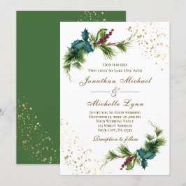 Elegante Weihnachten Evergreen Christlich Wedding Einladung