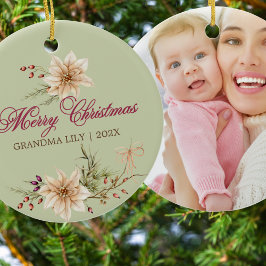 Elegante Weihnachten floral Frohe Weihnachtsgrandm Keramik Ornament