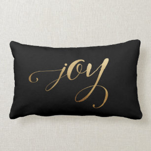 Elegante Weihnachten Gold Black Simple Holiday Joy Lendenkissen