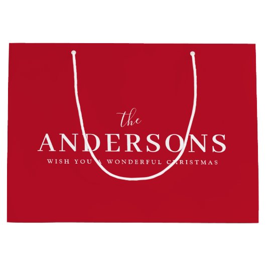 Elegante Weihnachten | Hell Red Modern Stilvoller Große Geschenktüte (Vorderseite)