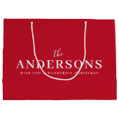 Elegante Weihnachten | Hell Red Modern Stilvoller Große Geschenktüte (Rückseite)