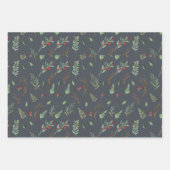 Elegante Weihnachten Holly Berries Urlaubsmuster Geschenkpapier Set (Vorderseite 2)