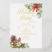 Elegante Weihnachten Holly Floral Holiday Party Folieneinladung (Vorderseite)