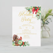 Elegante Weihnachten Holly Floral Holiday Party Folieneinladung (Stehend vorne)