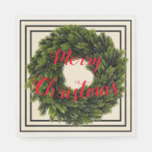 Elegante Weihnachten in Creme, Schwarz & Rot Kraut Serviette (Vorderseite)