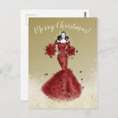 Elegante Weihnachten in Gold und Rot Postkarte (Vorne/Hinten)