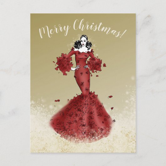 Elegante Weihnachten in Gold und Rot Postkarte (Vorderseite)