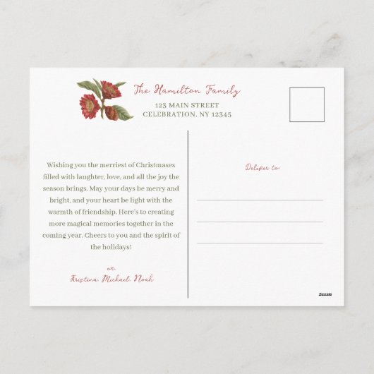 Elegante Weihnachten in Rot und Grün (Rückseite)