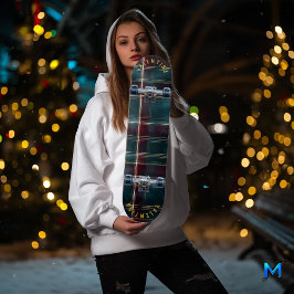 Elegante Weihnachten Kariert in Burgund und Aquama Skateboard