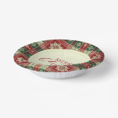 Elegante Weihnachten Karierte Flora Schneeflocken Pappteller (Gewinkelt)