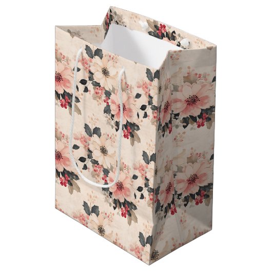 Elegante Weihnachten Mittlere Geschenktüte (Vorderseite Schrägansicht)