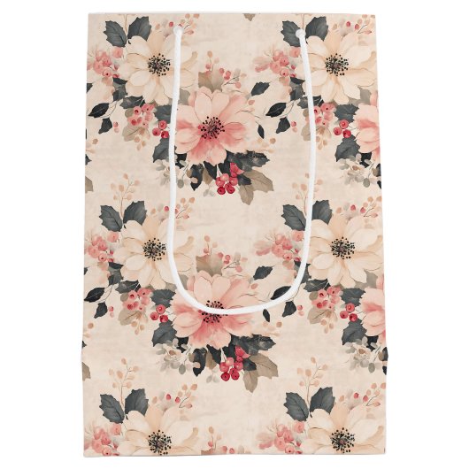 Elegante Weihnachten Mittlere Geschenktüte (Rückseite)