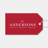 Elegante Weihnachten | Modern Minimal Bright Red N Geschenkanhänger (Vorderseite (Horizontal))