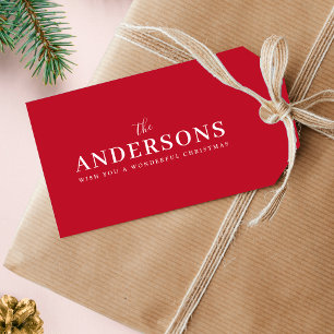 Elegante Weihnachten   Modern Minimal Bright Red N Geschenkanhänger