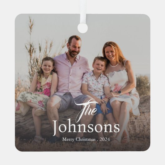 Elegante Weihnachten | Moderne Trendy Fun Family Ornament Aus Metall (Rückseite)