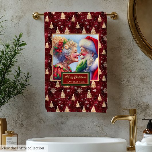 Elegante Weihnachten Mr. und Mrs. Claus Badtuch Badhandtuch Set