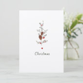 Elegante Weihnachten Pinecone & Holly Card Einladung (Stehend Vorderseite)